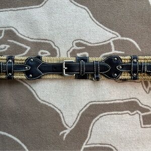 Prada Women’s Navy and Tan Woven belt